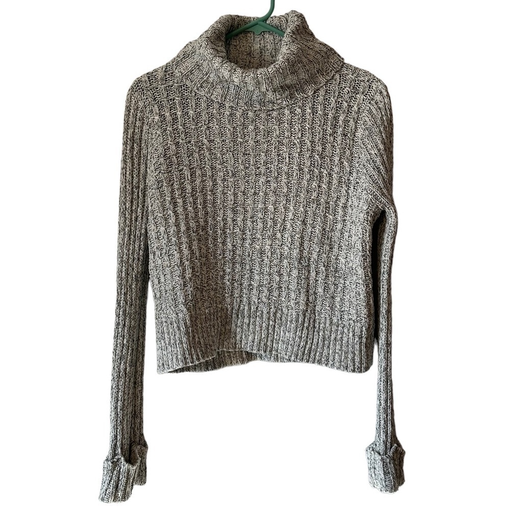 Free People Marled Crop Cowl Neck Sweater Fisherman Coastal Cabin Cottage Boho M